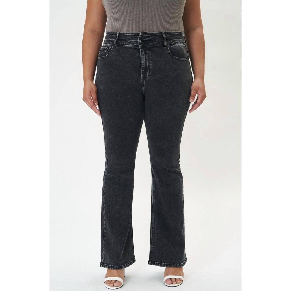 NEW KANCAN jovi ultra high rise flare jeans - plus size in black